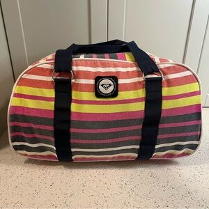 Y2K Roxy Striped Colorful Duffle Travel Bag | Large Size | Pink Orange Yellow